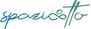 Logo in corsivo Spaziotto" nei colori ottanio e nero.