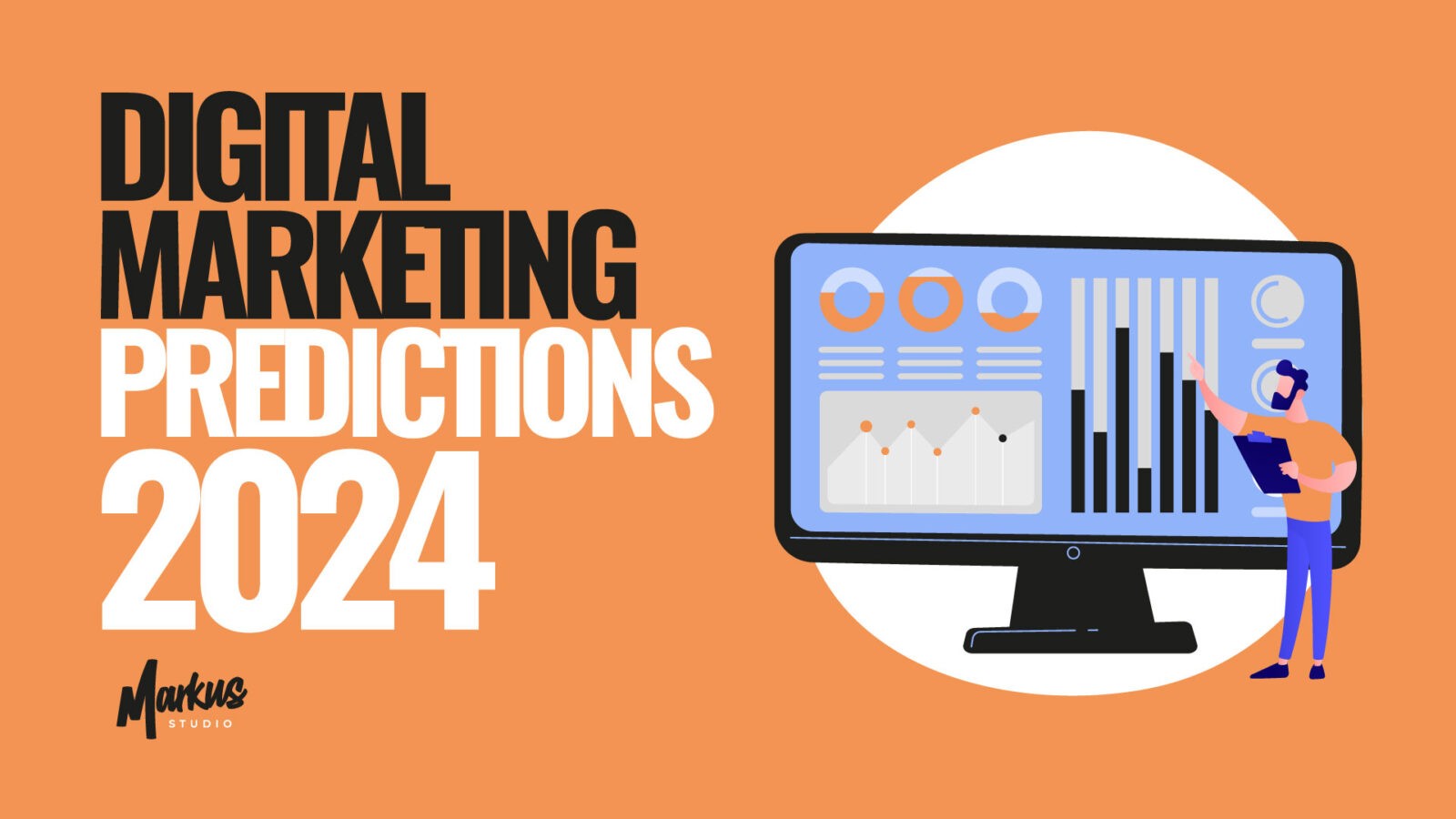 Previsioni di marketing digitale per il 2024: una persona che analizza tendenze e dati sullo schermo di un computer.