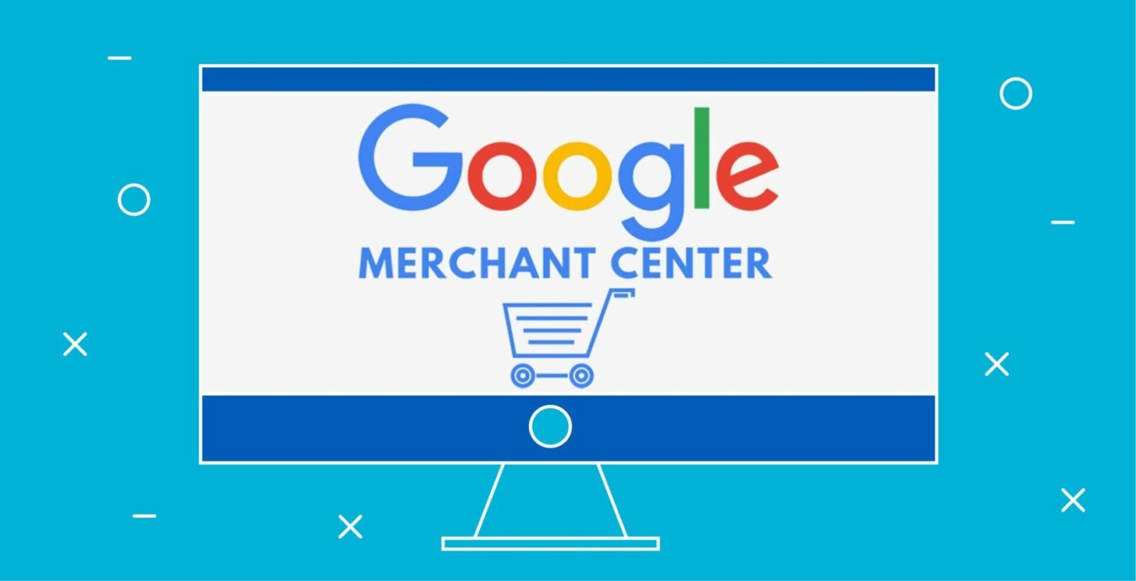 Logo di Google Merchant Center visualizzato sul monitor di un computer.